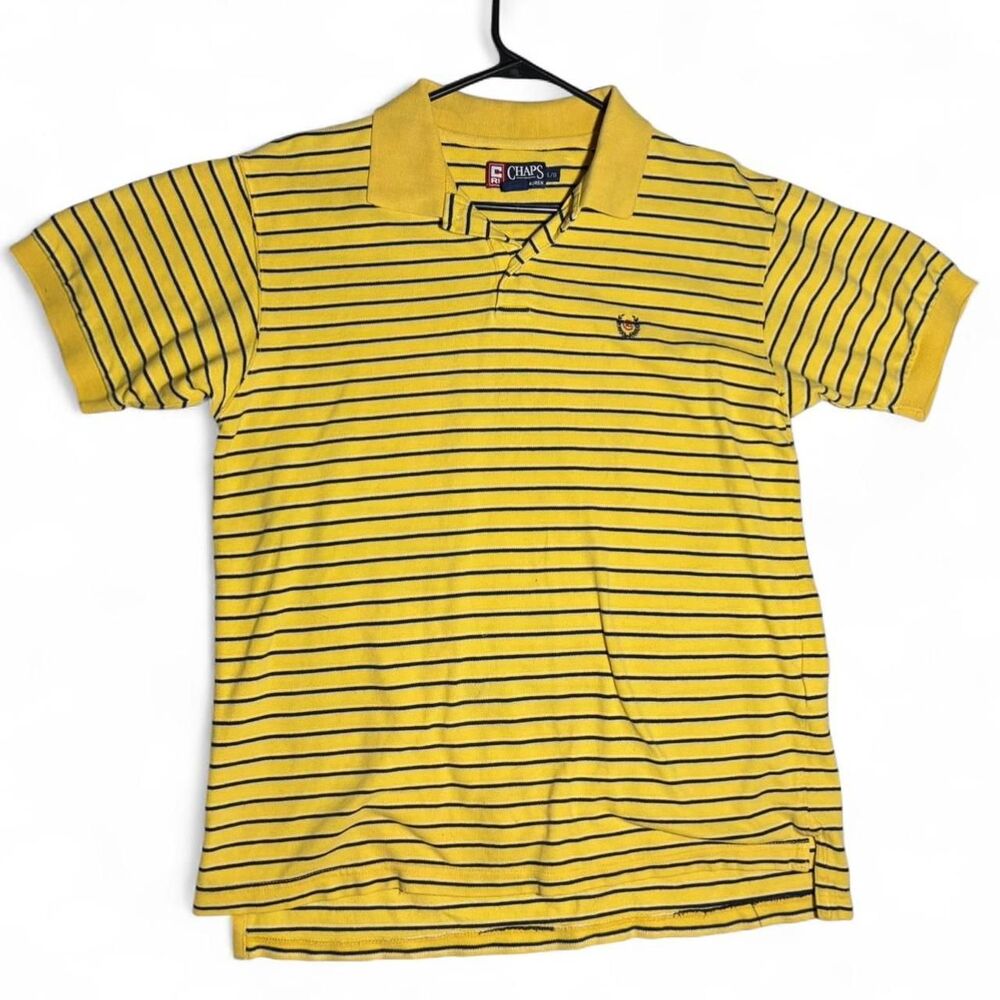 Chaps Men's Large Yellow Striped shirt polo by Ralph Lauren